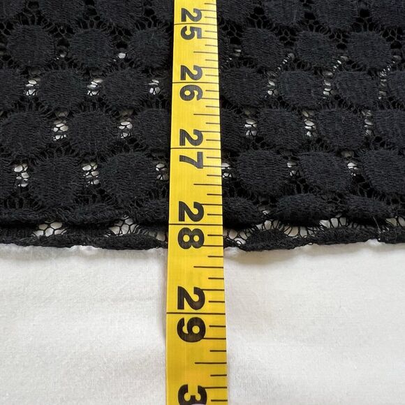 Black Crochet Lace Boho Square Neck 3/4 Sleeve Top Size L Whimsy Goth Witchy - Picture 9 of 11